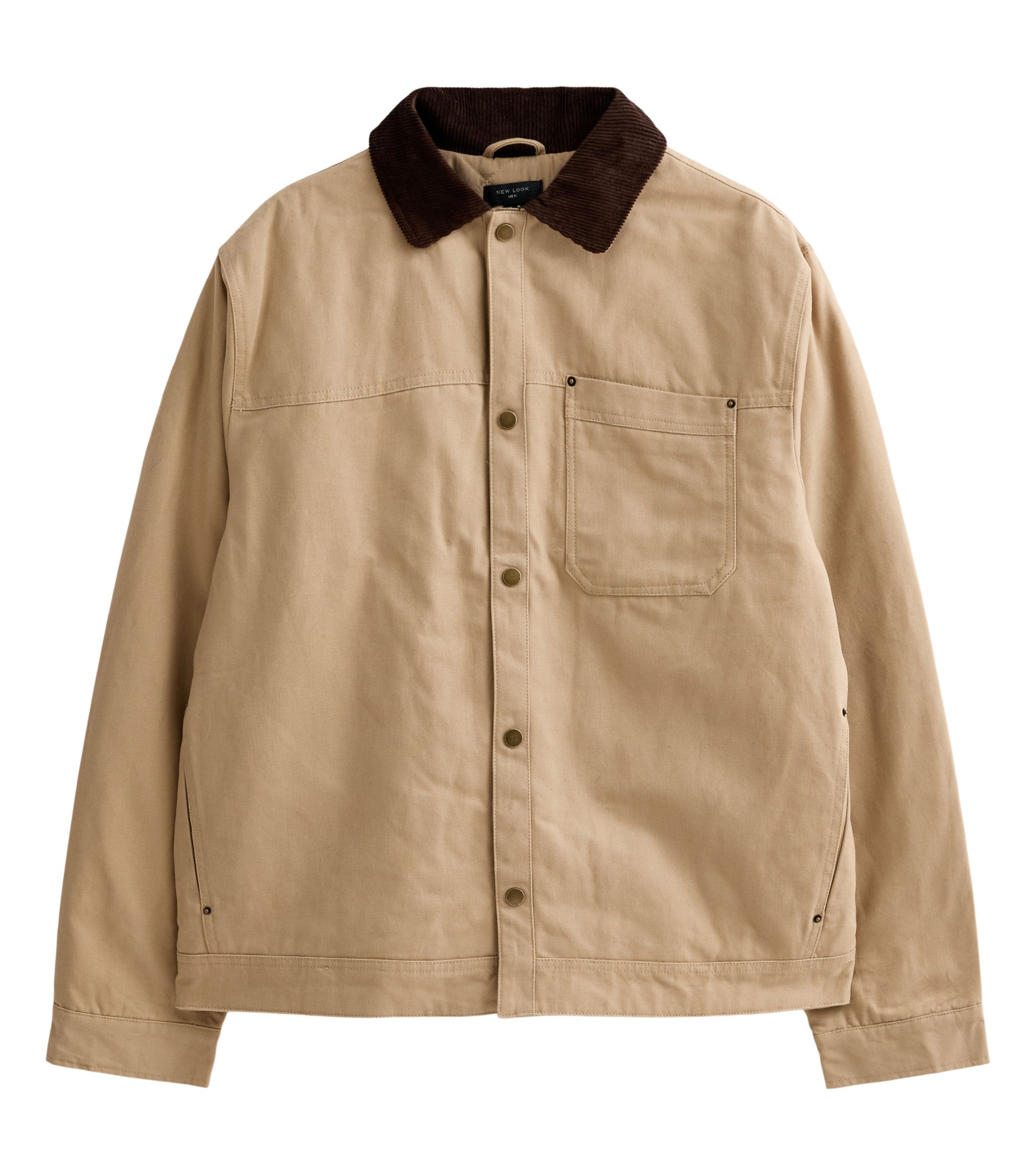 Beige Cord Collar Worker Jacket - Image 4