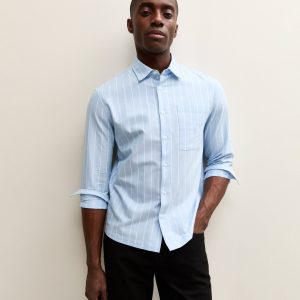 Blue Boxy Striped Shirt