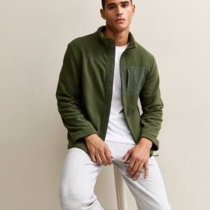 Dark Green Relaxed Fleece Tech Jacket