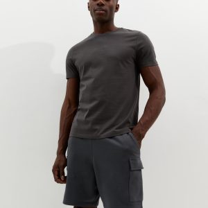 Dark Grey Regular Jersey Cargo Shorts