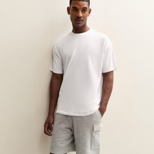 Grey Marl Regular Cargo Pocket Jersey Shorts
