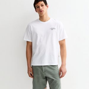 White Slogan Print Crew Neck T-Shirt