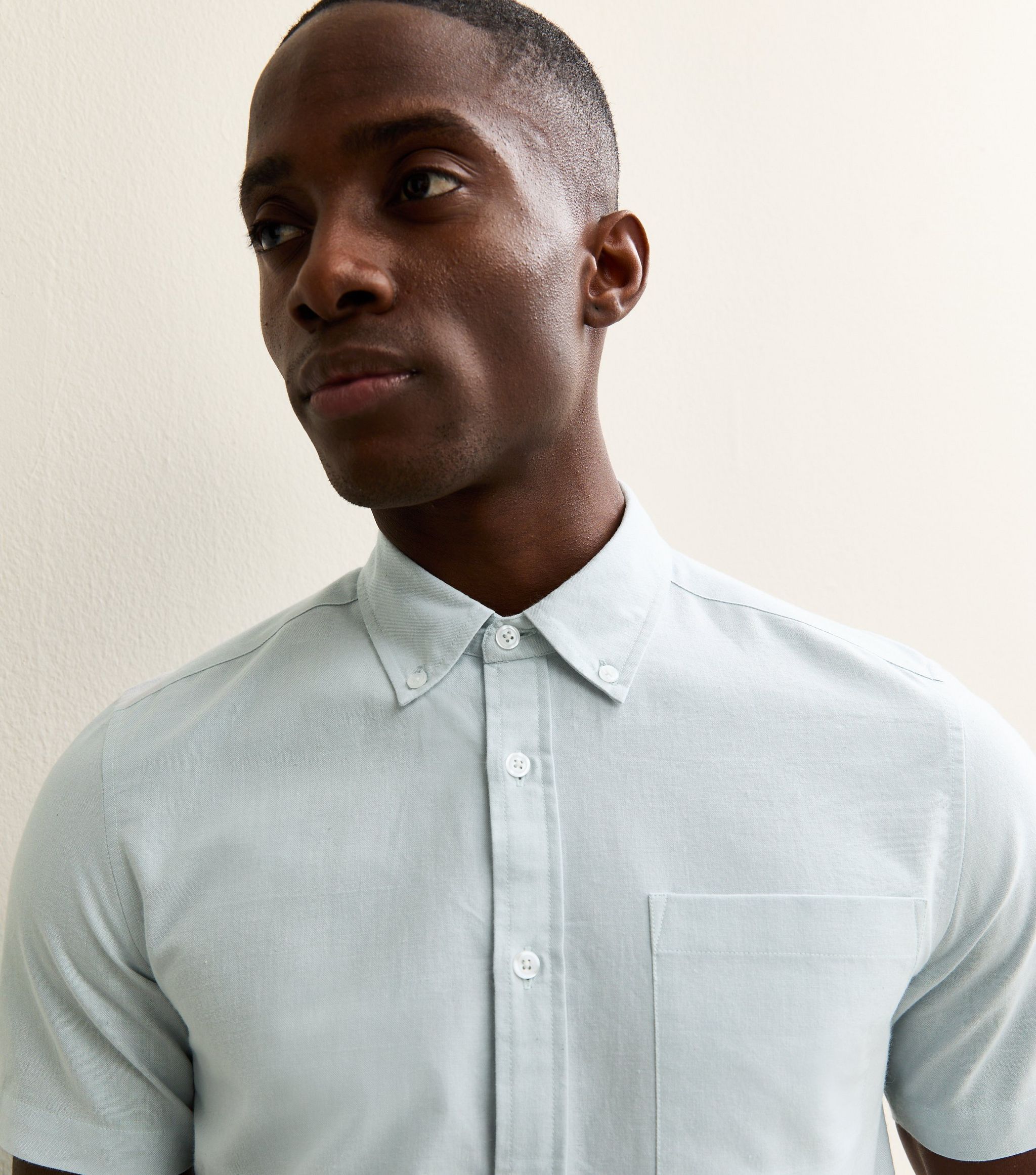 Light Blue Short Sleeve Regular Oxford Shirt - Image 2
