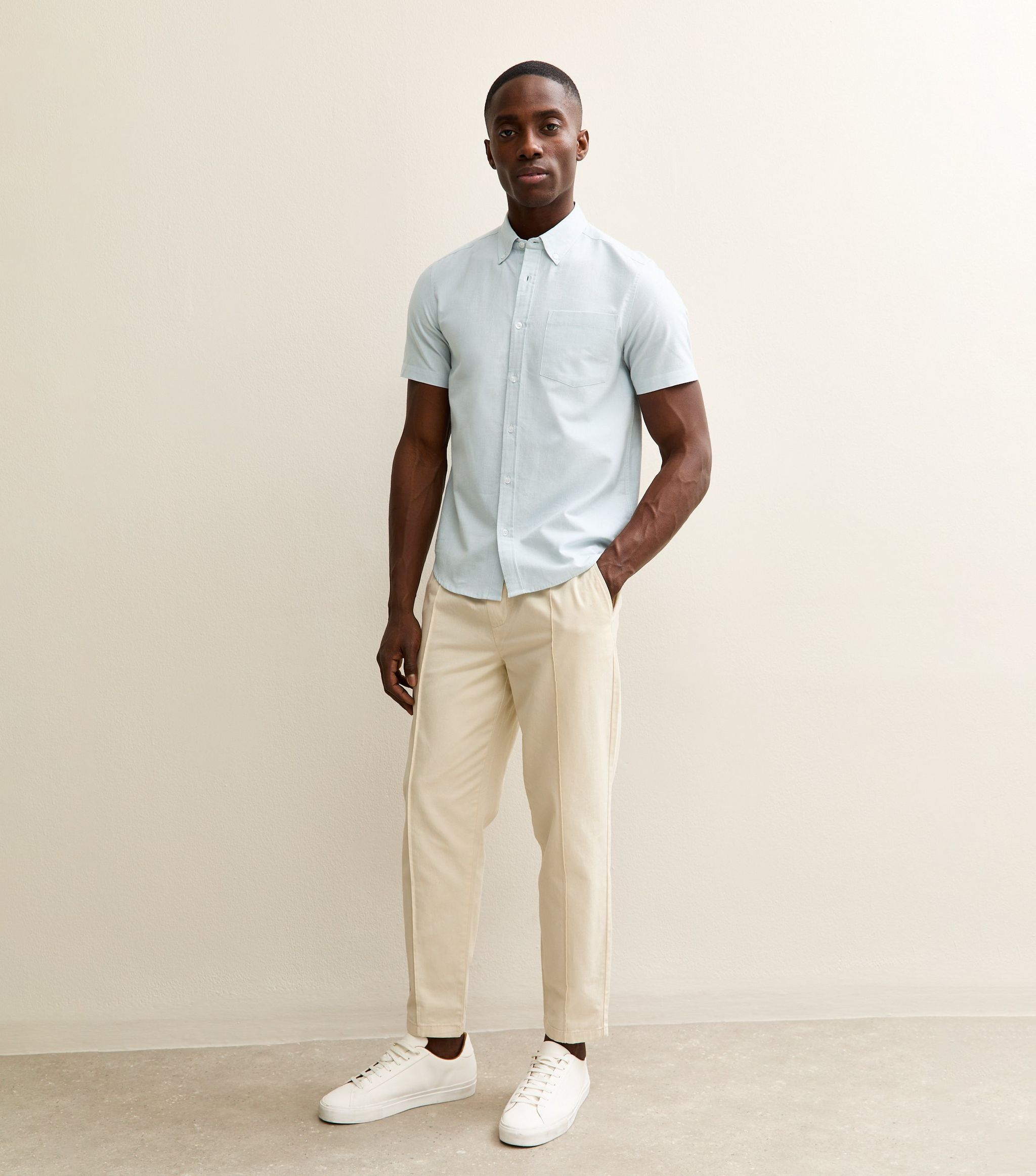 Light Blue Short Sleeve Regular Oxford Shirt - Image 3