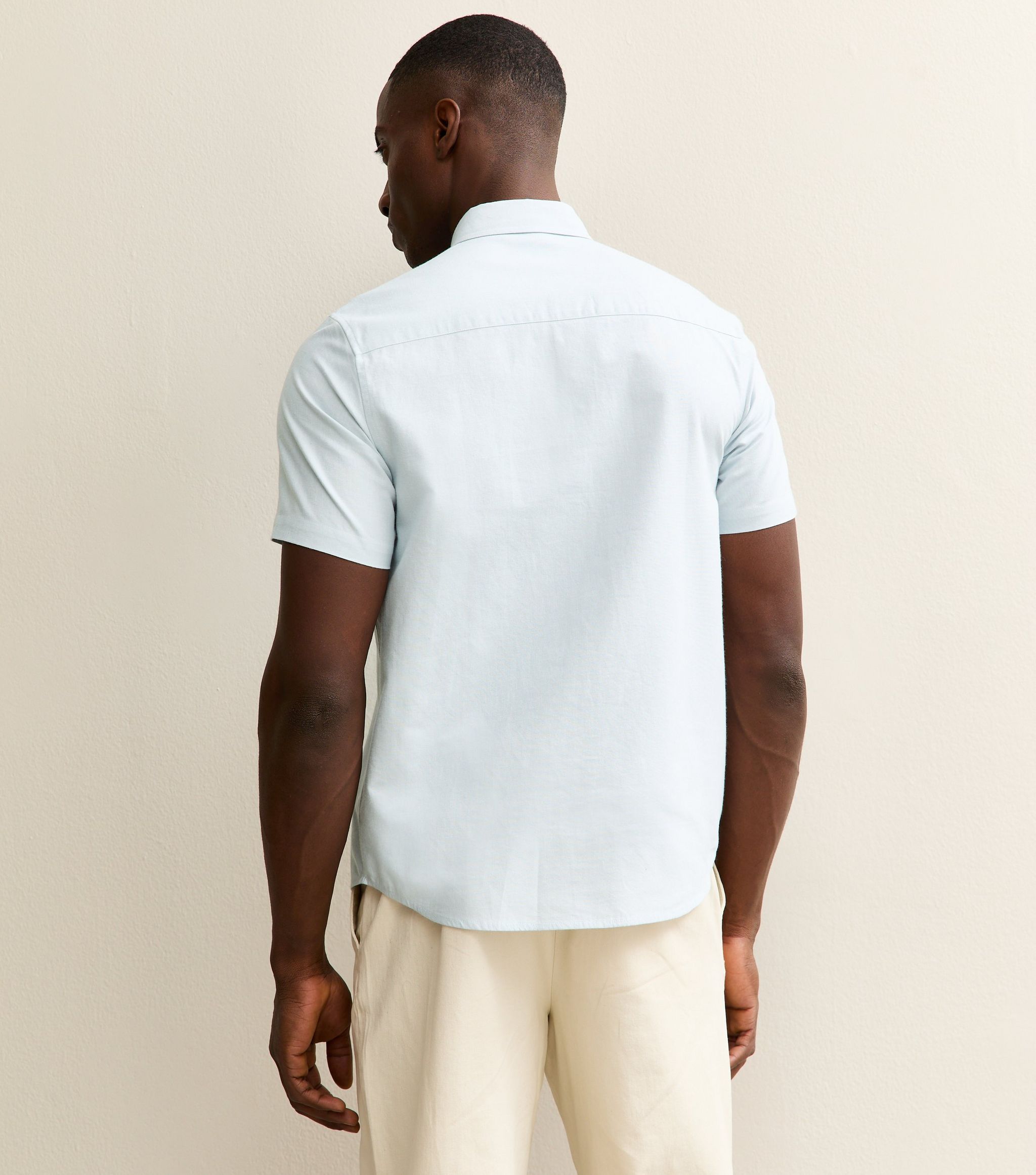 Light Blue Short Sleeve Regular Oxford Shirt - Image 4