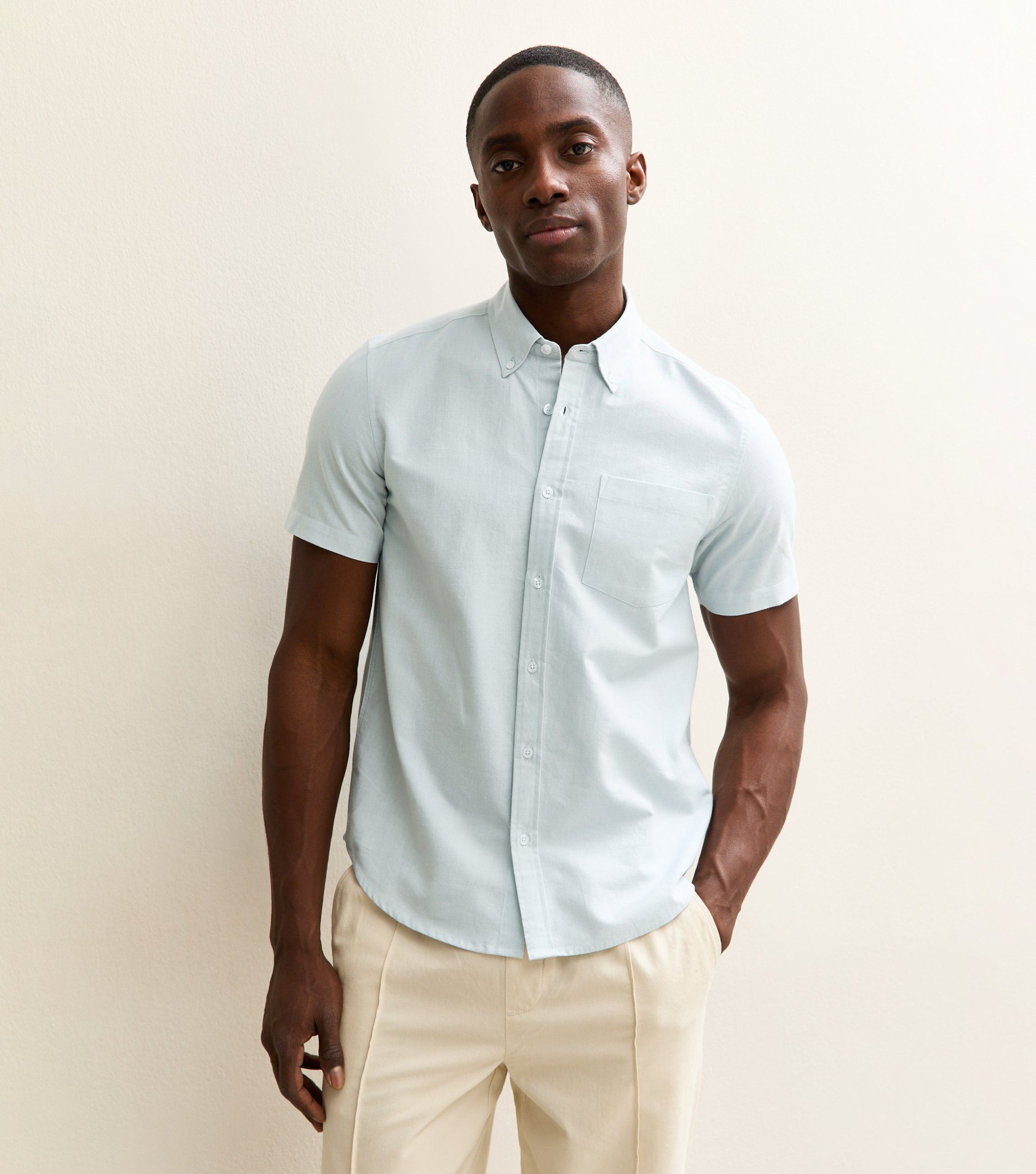 Light Blue Short Sleeve Regular Oxford Shirt