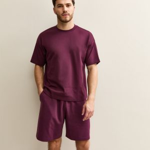 Light Burgundy Regular Panelled Jersey Shorts