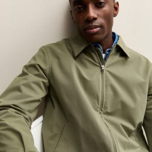 Light Khaki Regular Zip Up Collared Jacket