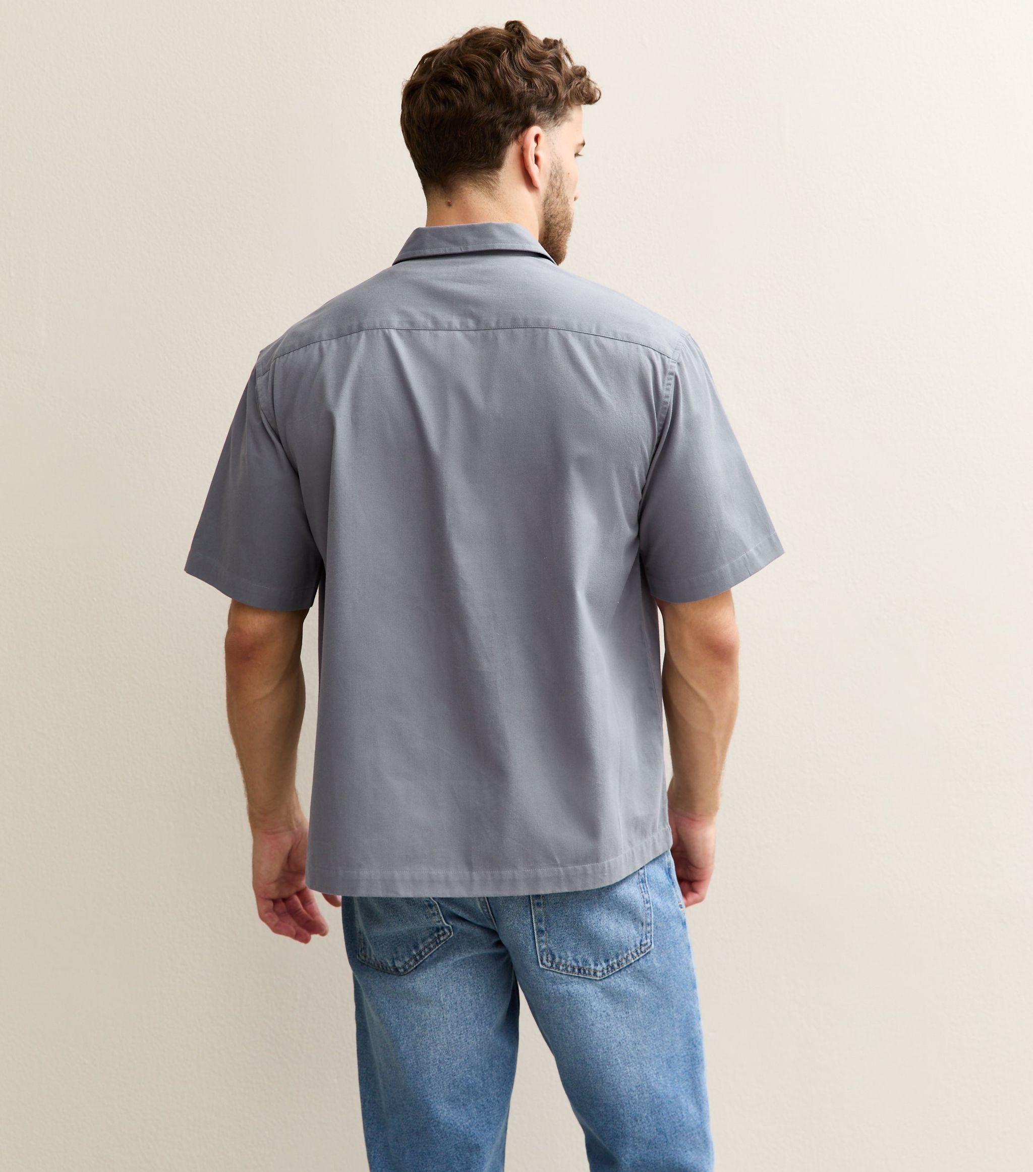 Mid Grey Boxy Double Pocket Short Sleeve Shirt - Image 4
