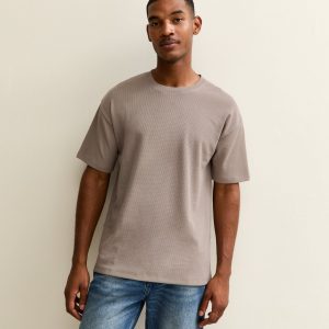 Mink Oversized Waffle Texture T-Shirt