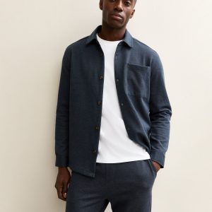 Navy Regular Knit Pique Overshirt