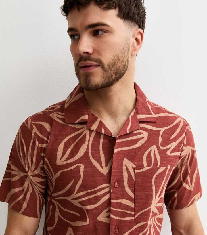 Short Sleeve Reg Longline Floral Sketch Shirt